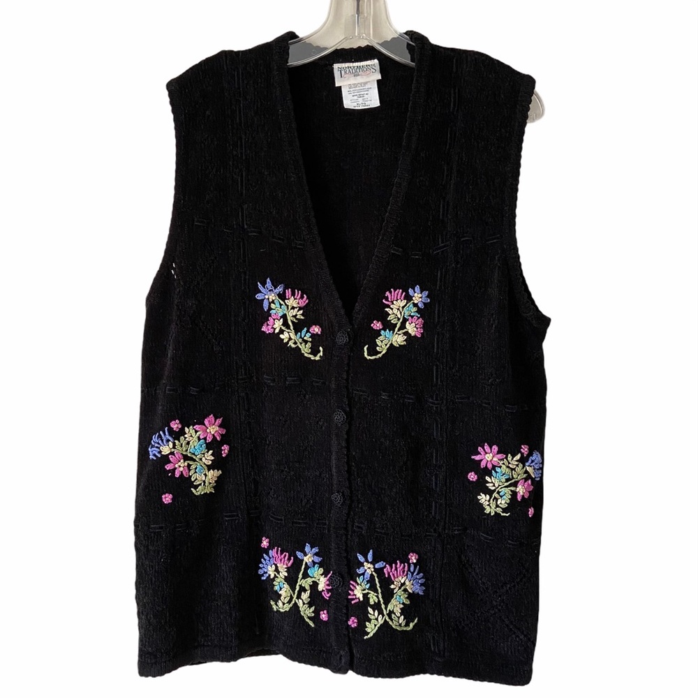Northern Traditions Knit Floral Vest, size XL